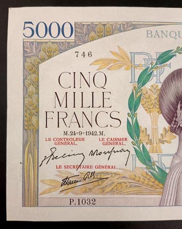 Frankrijk. - 5000 Francs - 24/09/1942 - Pick 97b (Zonder