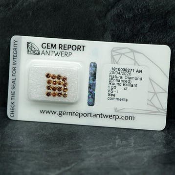 16 pcs Diamant (Traitement de couleur) - 1.00 ct - Rond -, Handtassen en Accessoires, Edelstenen, Nieuw