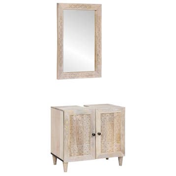 vidaXL Badkamermeubel Set 2 st Wit 62 x 33 x 58 cm Bewerkt, Verzenden, Nieuw