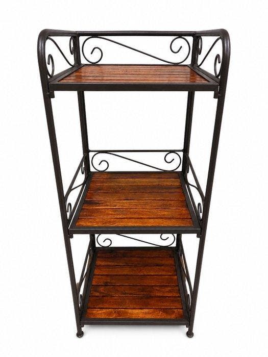 Wijnrek - Metaal, Hout - Drankenrek, Antiquités & Art, Art | Objets design