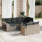 vidaXL 11-delige Loungeset met kussens poly rattan grijs, Verzenden, Loungeset