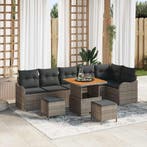 vidaXL Tuinbank Set met kussen met opslag 9 pcs Grijs, Verzenden, Nieuw