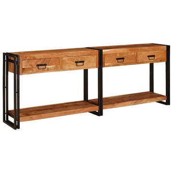 vidaXL Wandtafels 2 st Bruin 200 x 33 x 75 cm Massief Acacia, Verzenden, Nieuw