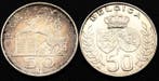 Belgique. Lote de 2 Moedas de Prata de 50 Francos: 1950 Tipo