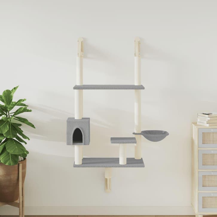 vidaXL Kattenmeubel wandgemonteerd met krabpaal 153 cm, Dieren en Toebehoren, Katten-accessoires, Nieuw, Verzenden