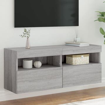 vidaXL Tv-wandmeubel met LED-verlichting 100x30x40 cm grijs, Huis en Inrichting, Kasten |Televisiemeubels, Verzenden, Nieuw