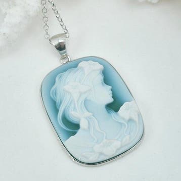 Zilver - Cameo - cameo gegraveerd op agaat