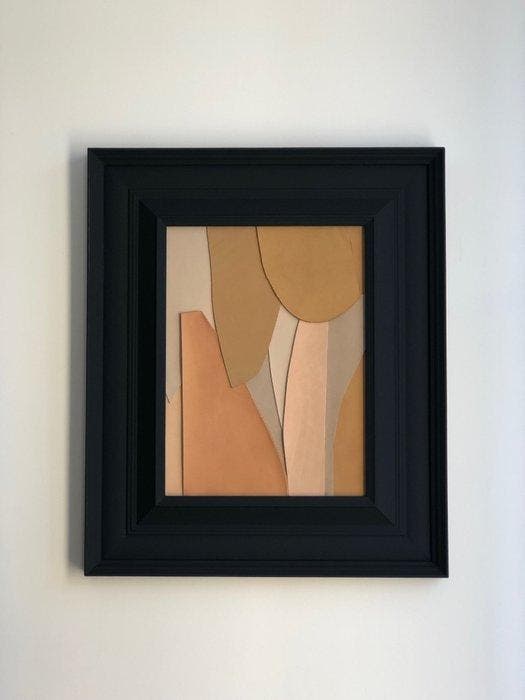 Valérie Bernier - TABLEAU EN CUIR. 60x50cm, Antiquités & Art, Art | Peinture | Moderne