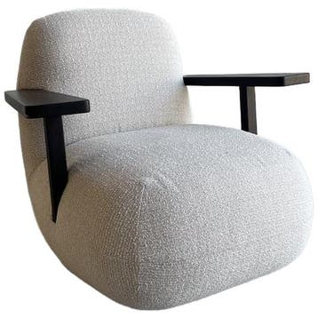 101 Copenhagen Toe Fauteuil Met Armleuning - Off White / Oak, Gebruikt, Verzenden, 75 tot 100 cm, 75 tot 100 cm