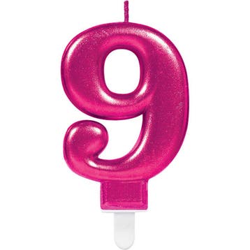 Kaars 9 Jaar Roze 8cm, Hobby en Vrije tijd, Feestartikelen, Verzenden, Nieuw