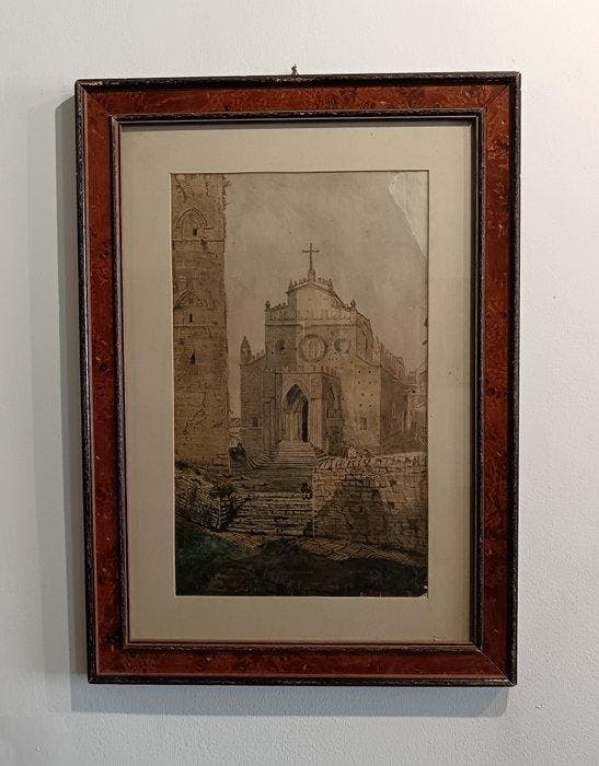 Alberto Pisa (1864-1930) - Monte San Giuliano, Erice,, Antiek en Kunst, Kunst | Schilderijen | Klassiek