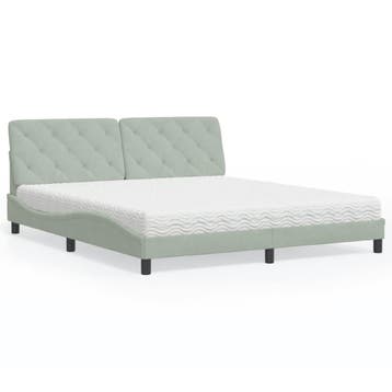 vidaXL Bed met matras fluweel lichtgrijs 180x200 cm, Verzenden