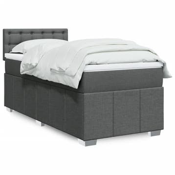 vidaXL Boxspring met matras stof donkergrijs 90x200 cm, Verzenden