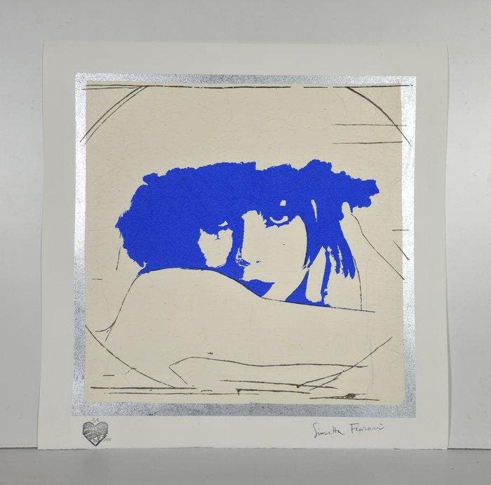 Giosetta Fioroni (1932) - Doppio liberty blue, Antiquités & Art, Antiquités | Autres Antiquités