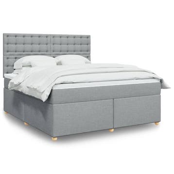 vidaXL Boxspring met matras stof lichtgrijs 180x200 cm, Verzenden, Nieuw