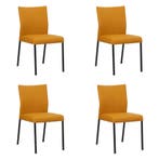 Set van 4 Leren eetkamerstoelen Basic - Toledo Leem, Ophalen of Verzenden, Nieuw, Leer, Eén