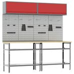 vidaXL Werkbankset met plank 8 pcs Rood en Grijs, Verzenden, Nieuw