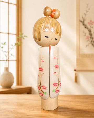 Creatieve Kokeshi „Bloemenpatroonkimon“ van Hazime