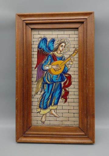 Decoratief ornament - Italië - Tegel - Musicerende engel -