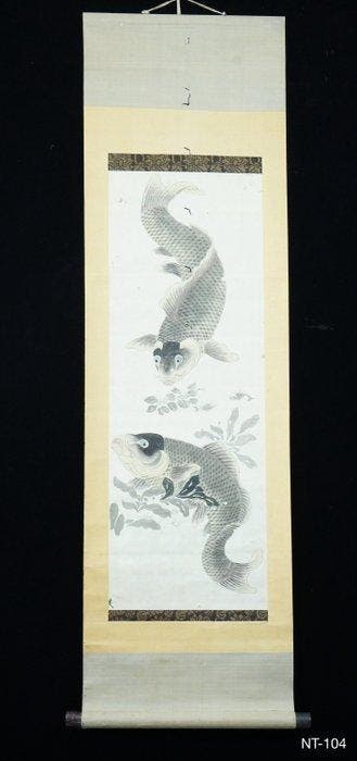 Absolute Auction - Antique Japanese Hanging Scroll Twin
