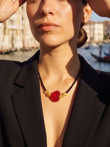 Murano-glas, 24 kt goud ondergedompeld - Ketting met hanger