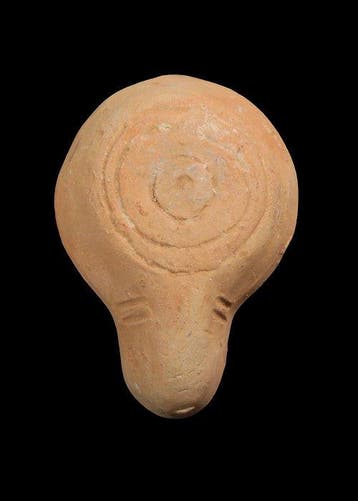 Byzantijns Terracotta Olielamp met geometrisch ontwerp, Antiek en Kunst