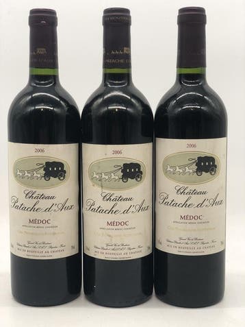 3 x 75cl Chateau Patache dAux Medoc 2006 (Bordeaux, rood), Ophalen of Verzenden, Rode wijn