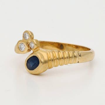 Ring - 18 karaat Geel goud Saffier - Diamant, Nieuw