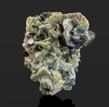 Natuurlijke aquamarijn met muscoviet en veldspaat – Blauwe, Verzamelen