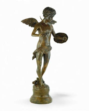 Pierre Chenet (XX-XXI) - sculptuur, Winged Cupid with Bow