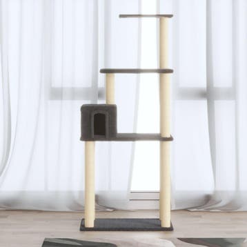 vidaXL Kattenkrabpaal met sisal krabpalen 147 cm donkergrijs, Dieren en Toebehoren, Verzenden, Nieuw