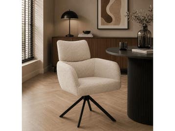 Veiling - Hallan Armstoel (set van 6) - Stof - Naturel, Huis en Inrichting, Nieuw