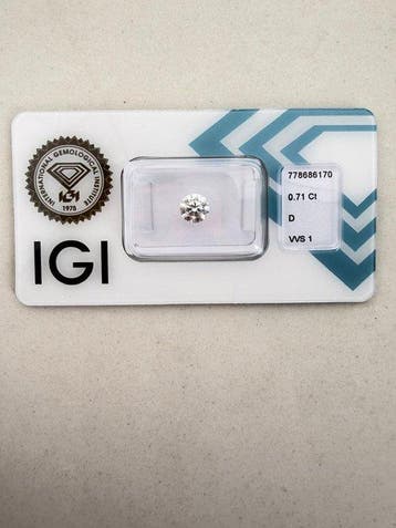 1 pcs Diamant (Naturelle) - 0.71 ct - Rond - D (incolore) -, Handtassen en Accessoires, Edelstenen, Nieuw