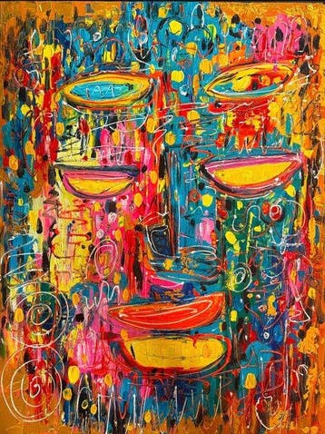 Nguyn V.L (1993) - Dialogue Abstrait 80 60 cm