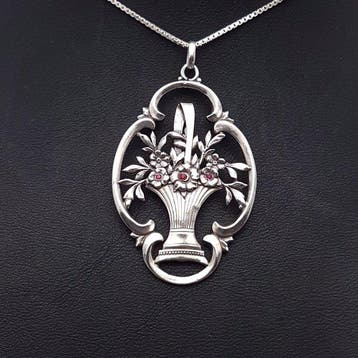 Zilver, Wiener Secession - Ketting met hanger
