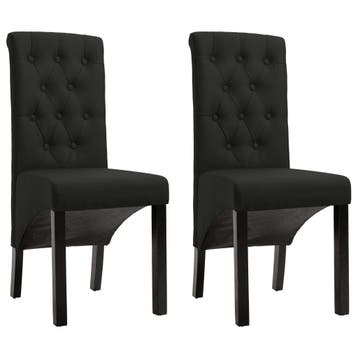 vidaXL Eetkamerstoelen 2 st stof zwart, Verzenden, Nieuw
