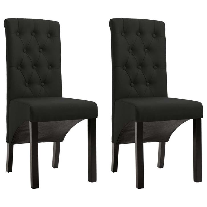 vidaXL Eetkamerstoelen 2 st stof zwart, Huis en Inrichting, Stoelen, Nieuw, Verzenden