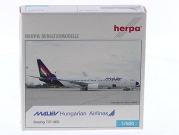 Schaal 1:500 Herpa 505543 Boeing 737-800 Malev Hungarian..., Ophalen of Verzenden, Zo goed als nieuw