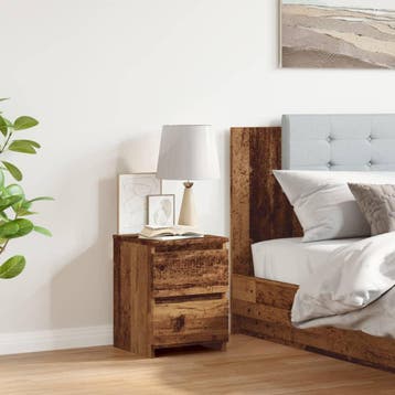 vidaXL Nachtkastje 30x30x40 cm bewerkt hout oud houtkleurig, Huis en Inrichting, Verzenden, Nieuw