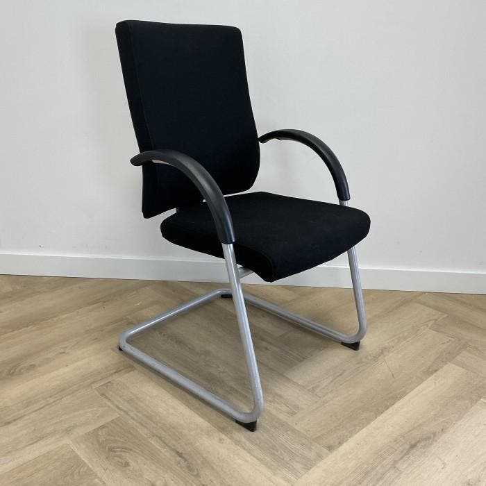 Dauphin vergaderstoel / sledestoel, zwart - grijs, Huis en Inrichting, Stoelen, Zwart, Gebruikt, Eén