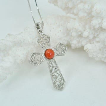 Koraal - Zilver, Zonder reservering - Ketting met hanger -
