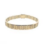 Gouden heren fantasie schakelarmband., Handtassen en Accessoires, Armbanden, Ophalen of Verzenden, Gebruikt, Overige kleuren, Goud