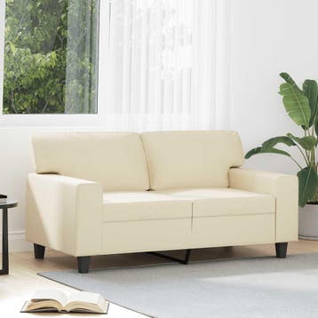 vidaXL Tweezitsbank / zetel 120 cm kunstleer crèmekleurig, Verzenden