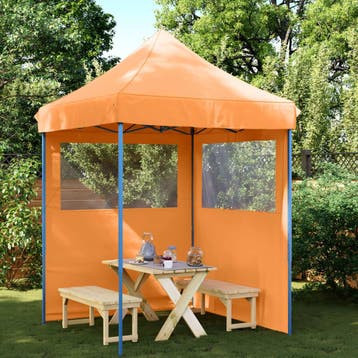 vidaXL Partytent inklapbaar pop-up met 2 zijwanden oranje, Verzenden, Nieuw