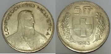 Suisse Schweiz Km 37 5 Francs 1923 B Shepherds Head, Verzenden