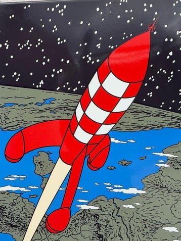 Tintin - 1 Plaque émaillée tintin la bote de l Italie, Nieuw