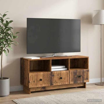 vidaXL TV Kast met lade Oud hout 102 x 34,5 x 50 cm Bewerkt, Verzenden, Nieuw