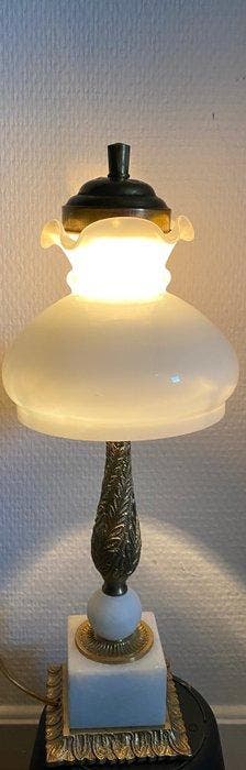 Lampadaire - Laiton, Verre, Albâtre