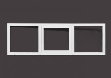 PVC raam vast-draaikiep-vast b200xh80 cm wit stomp, Ophalen of Verzenden, Gevelraam of Ruit