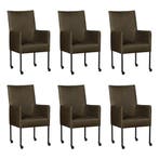Set van 6 Leren eetkamerstoelen Spark - Rancho Green, Ophalen of Verzenden, Nieuw, Leer, Eén